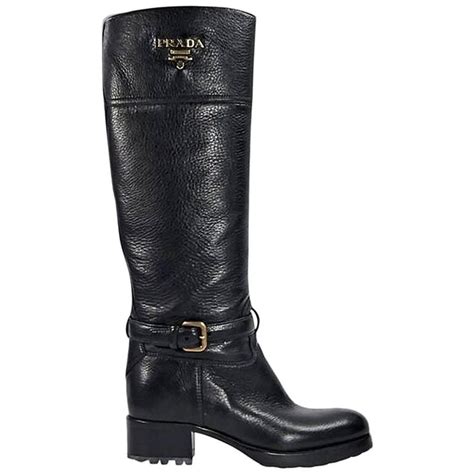 prada boots green leather equestrian